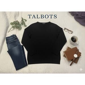 NWT Talbots Solid Black Pure Cashmere Sweater Sz. L
